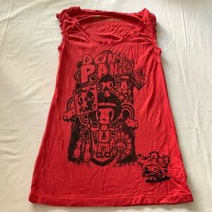 tokidoki red sleeveless top: Don’t Panic Save the Planet graphic size small